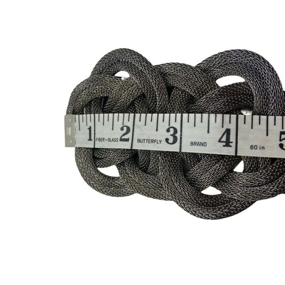 Novelty Stretch Elastic Belt Vintage 80s Women's Black Silver Tone Metal Clasp - Picture 6 of 13